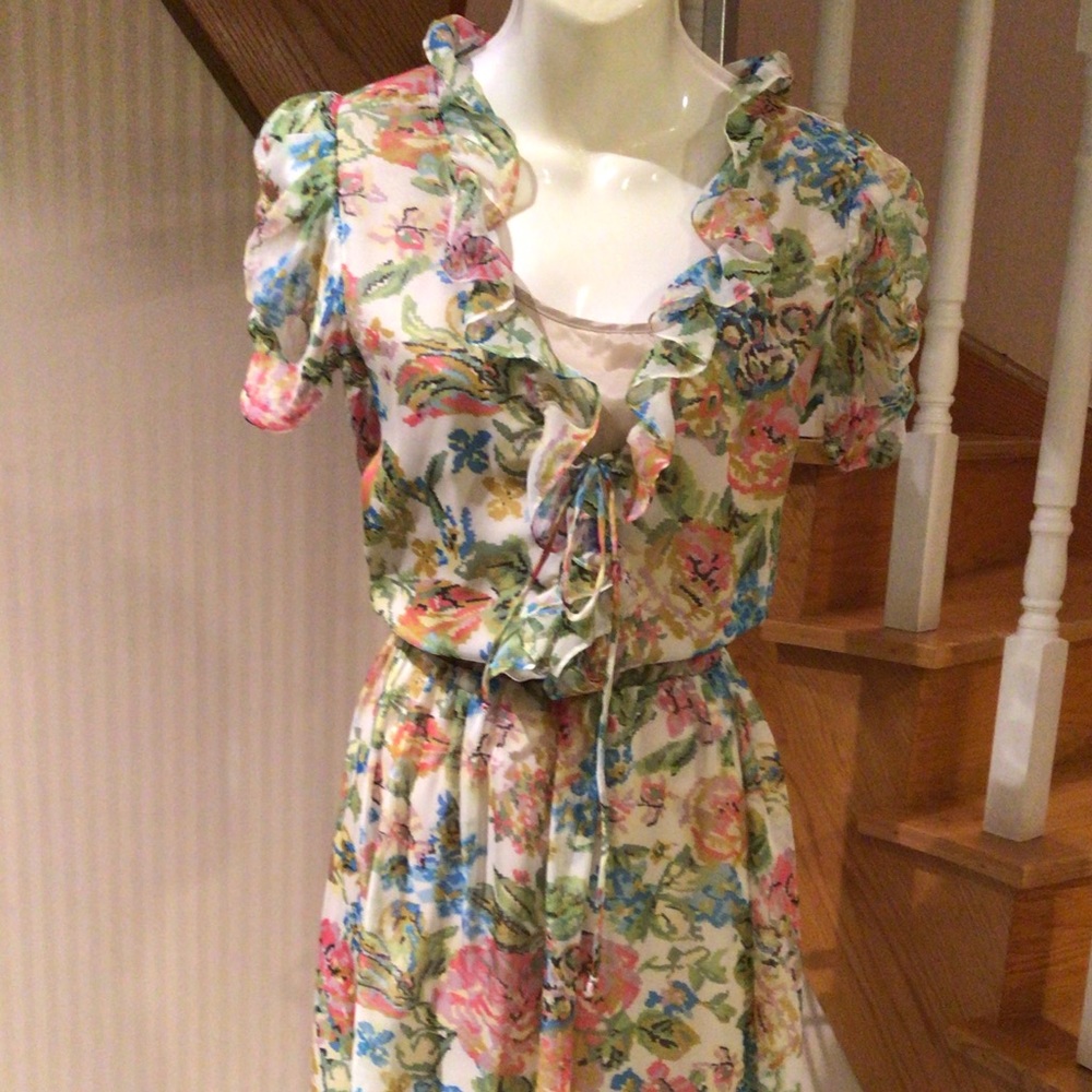 💕💕Host Pick💕💕⬇️Price drop⬇️NWOT Floral fully lined short sleeve summer dress